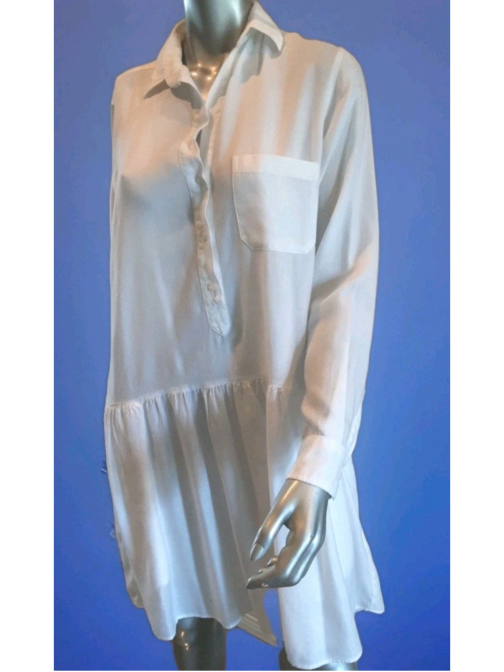 GRAYSON-Frank & Eileen-The Changemaker Dress- WHITE Lyocell-Drop Waist-Sz 1/ XS